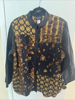 KOOS of Course Black & Gold Print Button Jacket